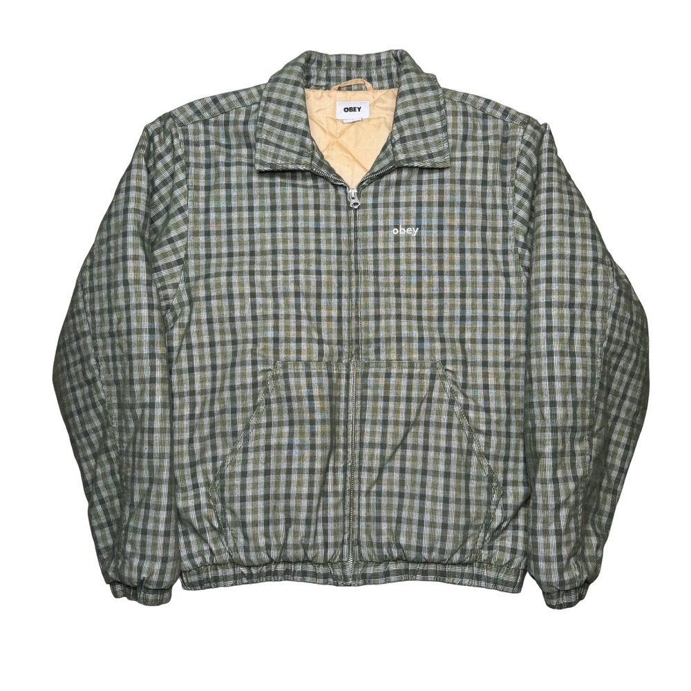Obey Harlem Check Padded‎ Corduroy green puff Nordstrom jacket
